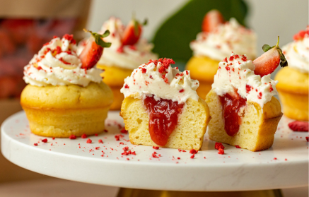 Fitness recept: Vanilkové cupcakes s jahodami a krémom